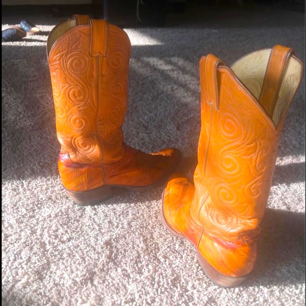 Justin Boots-Style9096-Orange Leather-Size 9.5